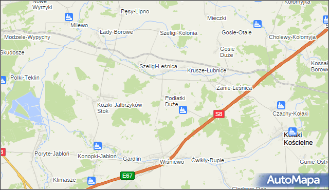 mapa Podłatki Duże, Podłatki Duże na mapie Targeo