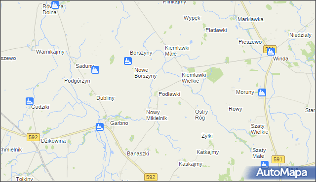 mapa Podławki, Podławki na mapie Targeo