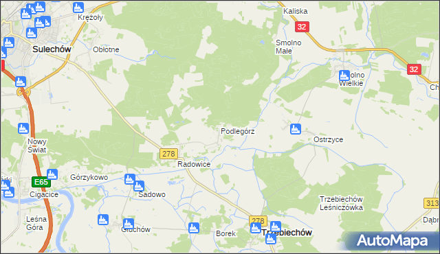 mapa Podlegórz, Podlegórz na mapie Targeo