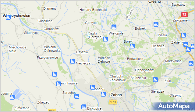 mapa Podlesie Dębowe, Podlesie Dębowe na mapie Targeo