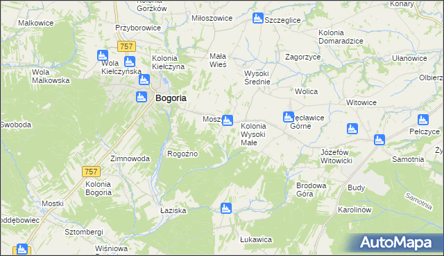 mapa Podlesie gmina Bogoria, Podlesie gmina Bogoria na mapie Targeo