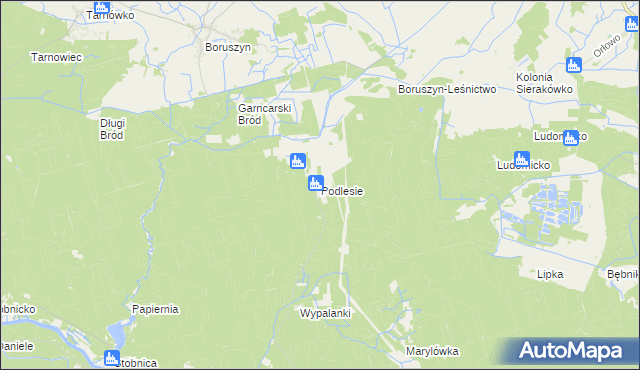 mapa Podlesie gmina Oborniki, Podlesie gmina Oborniki na mapie Targeo