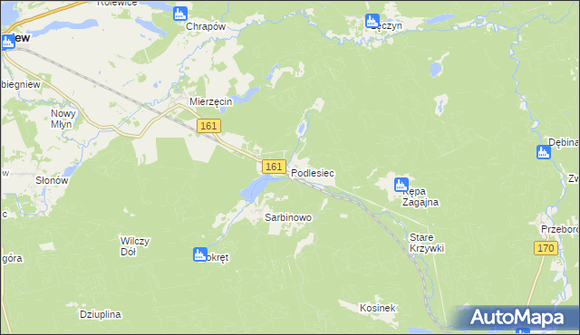 mapa Podlesiec, Podlesiec na mapie Targeo