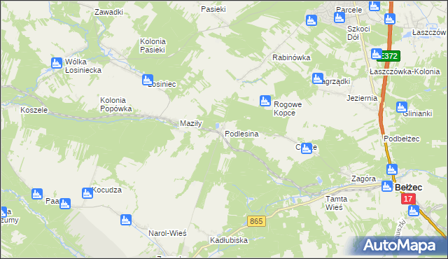 mapa Podlesina, Podlesina na mapie Targeo