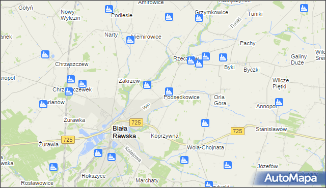 mapa Podsędkowice, Podsędkowice na mapie Targeo