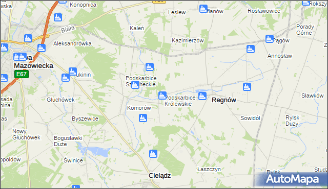 mapa Podskarbice Królewskie, Podskarbice Królewskie na mapie Targeo