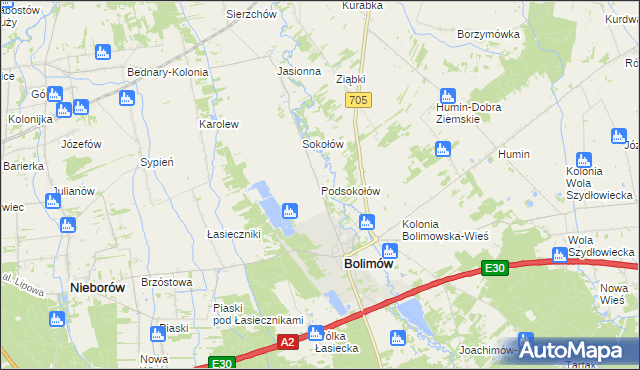 mapa Podsokołów, Podsokołów na mapie Targeo