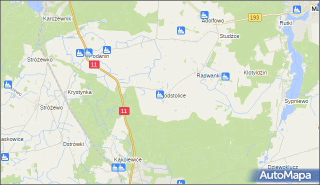 mapa Podstolice gmina Budzyń, Podstolice gmina Budzyń na mapie Targeo