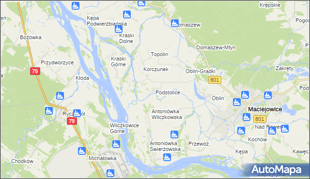 mapa Podstolice gmina Maciejowice, Podstolice gmina Maciejowice na mapie Targeo