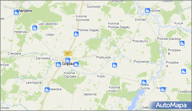 mapa Podsusze, Podsusze na mapie Targeo