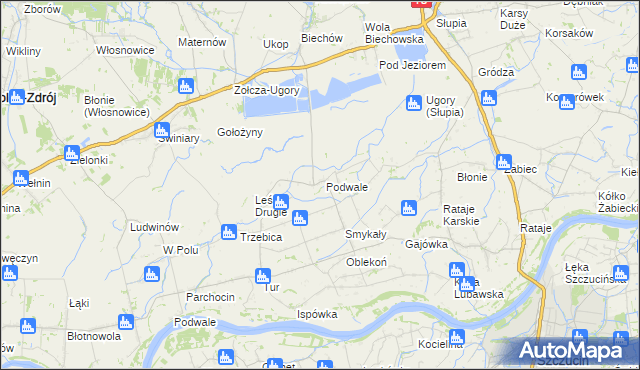 mapa Podwale gmina Pacanów, Podwale gmina Pacanów na mapie Targeo