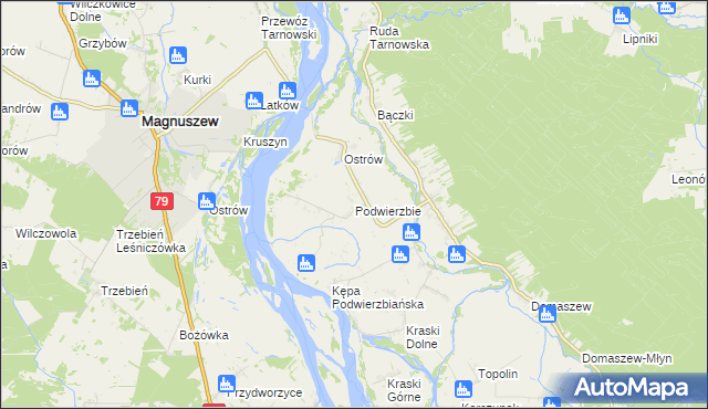 mapa Podwierzbie gmina Maciejowice, Podwierzbie gmina Maciejowice na mapie Targeo