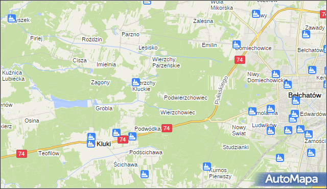 mapa Podwierzchowiec, Podwierzchowiec na mapie Targeo
