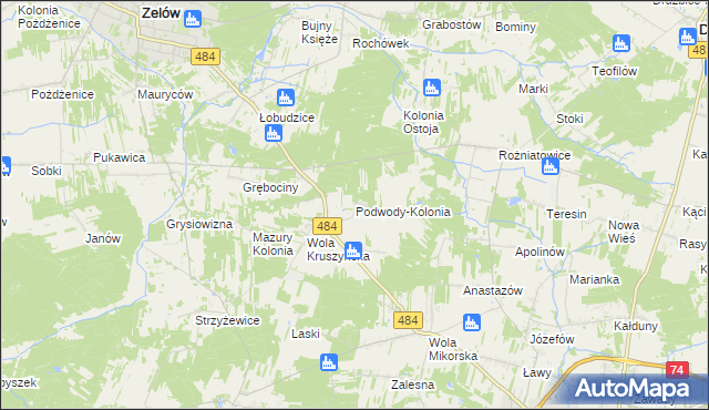 mapa Podwody-Kolonia, Podwody-Kolonia na mapie Targeo