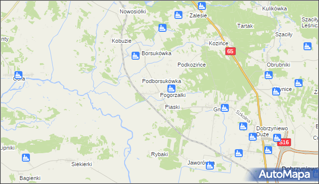 mapa Pogorzałki gmina Dobrzyniewo Duże, Pogorzałki gmina Dobrzyniewo Duże na mapie Targeo