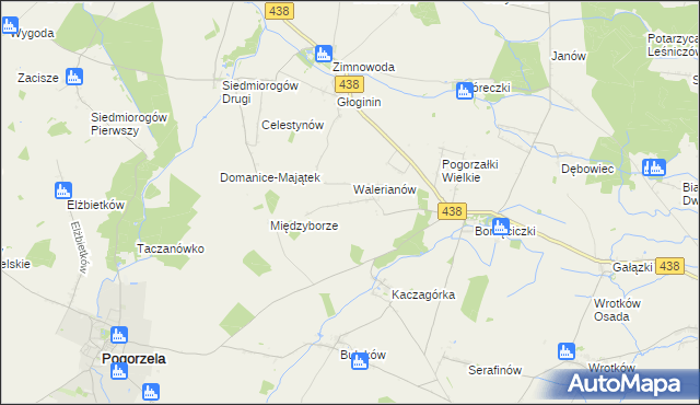 mapa Pogorzałki Małe, Pogorzałki Małe na mapie Targeo