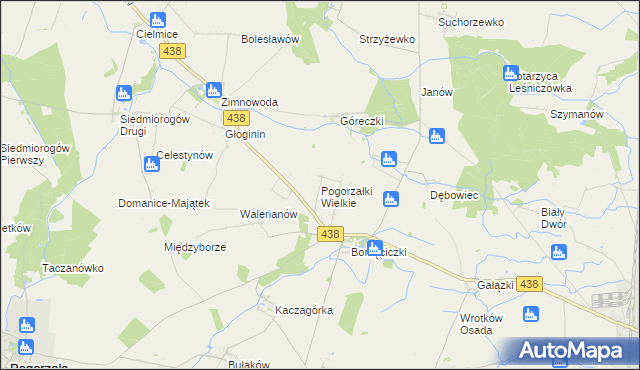 mapa Pogorzałki Wielkie, Pogorzałki Wielkie na mapie Targeo