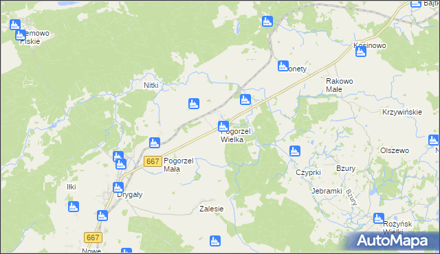 mapa Pogorzel Wielka, Pogorzel Wielka na mapie Targeo