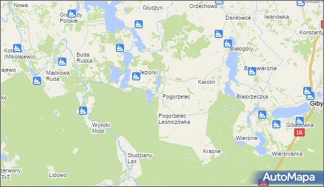 mapa Pogorzelec gmina Giby, Pogorzelec gmina Giby na mapie Targeo