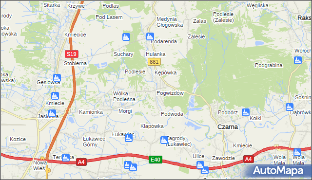 mapa Pogwizdów gmina Czarna, Pogwizdów gmina Czarna na mapie Targeo