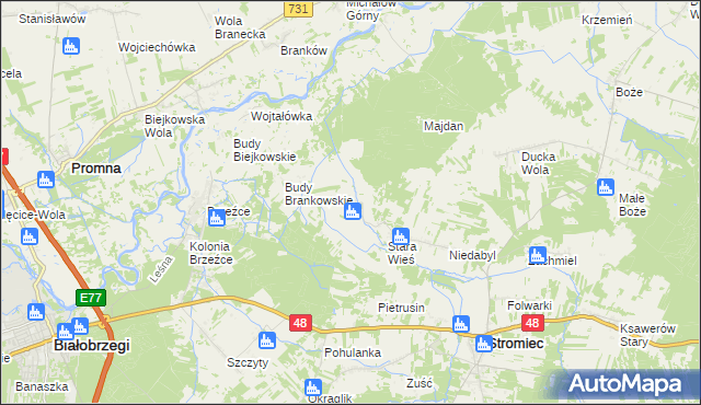 mapa Pokrzywna gmina Stromiec, Pokrzywna gmina Stromiec na mapie Targeo