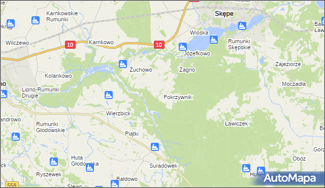 mapa Pokrzywnik gmina Skępe, Pokrzywnik gmina Skępe na mapie Targeo