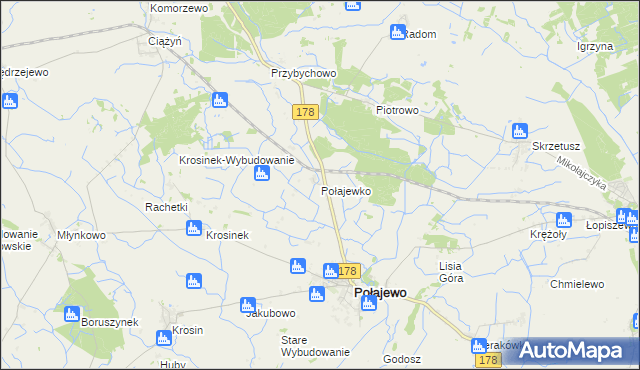 mapa Połajewko, Połajewko na mapie Targeo