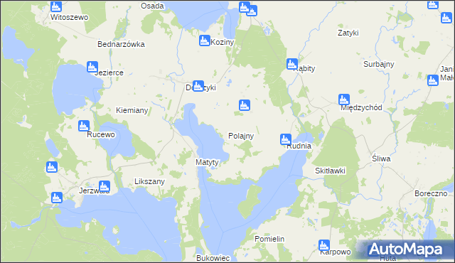 mapa Polajny, Polajny na mapie Targeo