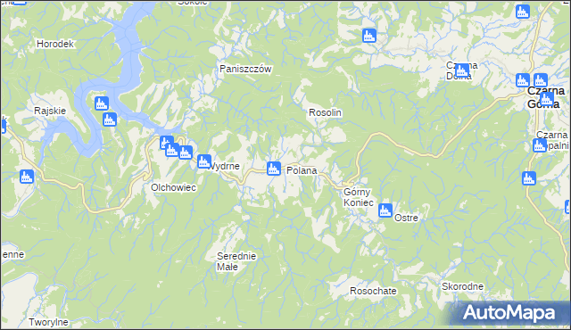 mapa Polana gmina Czarna, Polana gmina Czarna na mapie Targeo