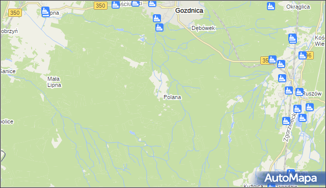 mapa Polana gmina Węgliniec, Polana gmina Węgliniec na mapie Targeo