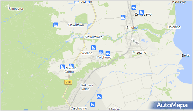 mapa Połchowo gmina Puck, Połchowo gmina Puck na mapie Targeo