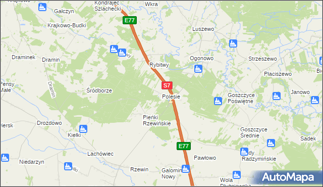 mapa Polesie gmina Baboszewo, Polesie gmina Baboszewo na mapie Targeo