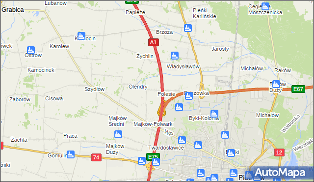 mapa Polesie gmina Grabica, Polesie gmina Grabica na mapie Targeo