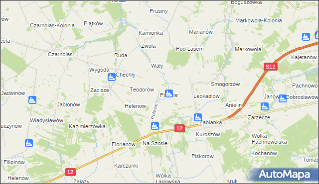 mapa Polesie gmina Puławy, Polesie gmina Puławy na mapie Targeo