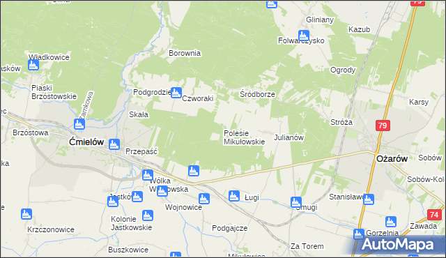 mapa Polesie Mikułowskie, Polesie Mikułowskie na mapie Targeo