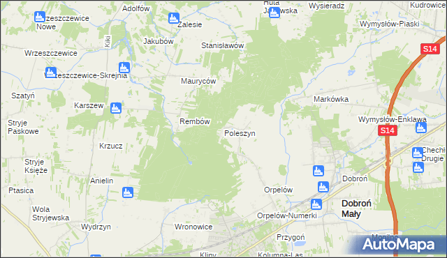 mapa Poleszyn, Poleszyn na mapie Targeo