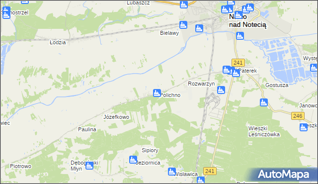 mapa Polichno gmina Nakło nad Notecią, Polichno gmina Nakło nad Notecią na mapie Targeo