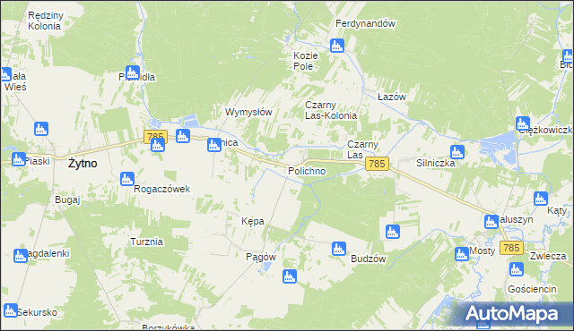 mapa Polichno gmina Żytno, Polichno gmina Żytno na mapie Targeo