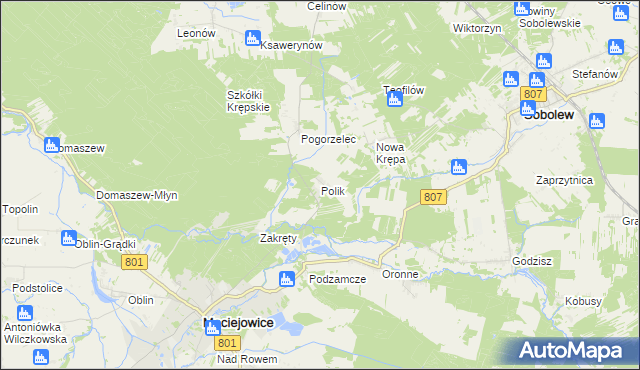 mapa Polik gmina Maciejowice, Polik gmina Maciejowice na mapie Targeo
