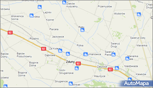 mapa Pólka gmina Zduny, Pólka gmina Zduny na mapie Targeo