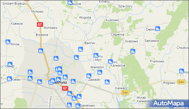 mapa Polny Młyn gmina Przasnysz, Polny Młyn gmina Przasnysz na mapie Targeo