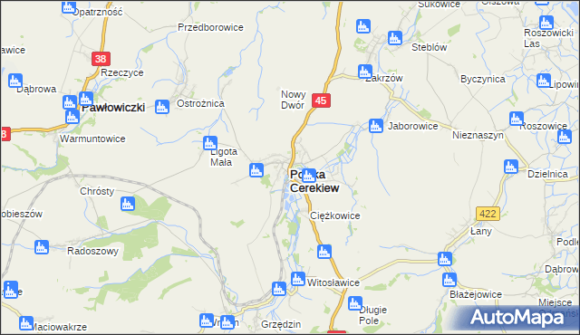 mapa Polska Cerekiew, Polska Cerekiew na mapie Targeo