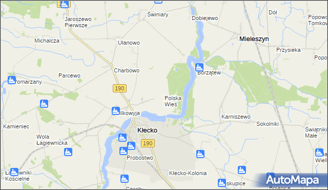 mapa Polska Wieś gmina Kłecko, Polska Wieś gmina Kłecko na mapie Targeo