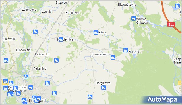 mapa Pomianowo gmina Białogard, Pomianowo gmina Białogard na mapie Targeo