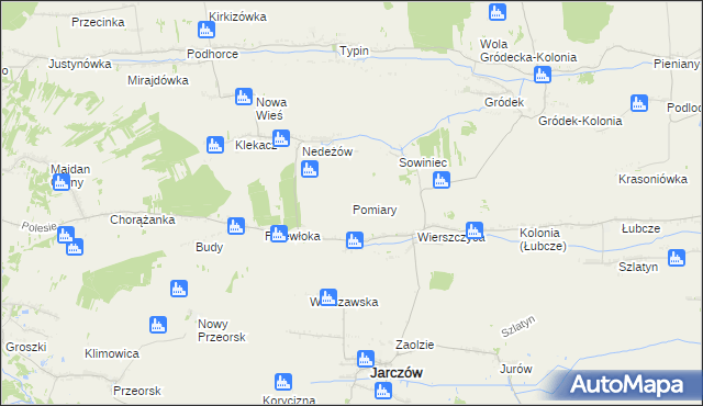 mapa Pomiary gmina Jarczów, Pomiary gmina Jarczów na mapie Targeo