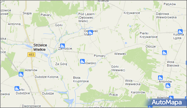 mapa Pomiary gmina Strzelce Wielkie, Pomiary gmina Strzelce Wielkie na mapie Targeo