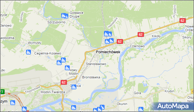 mapa Pomiechowo, Pomiechowo na mapie Targeo