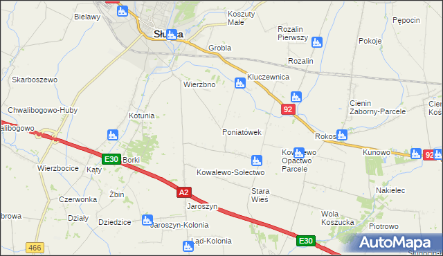 mapa Poniatówek gmina Słupca, Poniatówek gmina Słupca na mapie Targeo