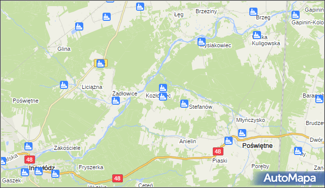 mapa Ponikła gmina Poświętne, Ponikła gmina Poświętne na mapie Targeo