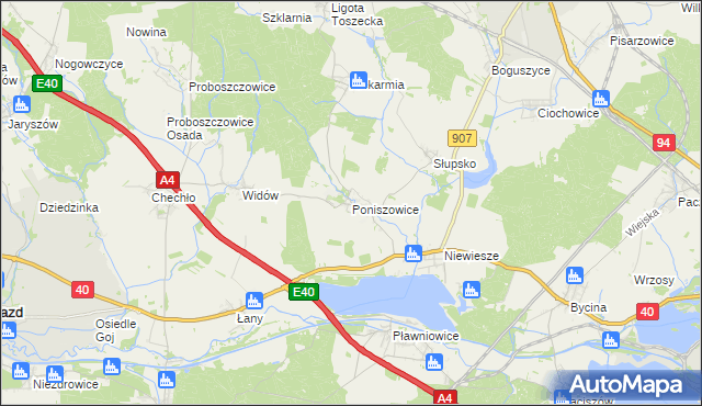 mapa Poniszowice, Poniszowice na mapie Targeo